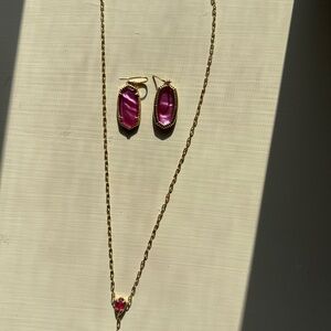 Gold Necklace with Pink Accents